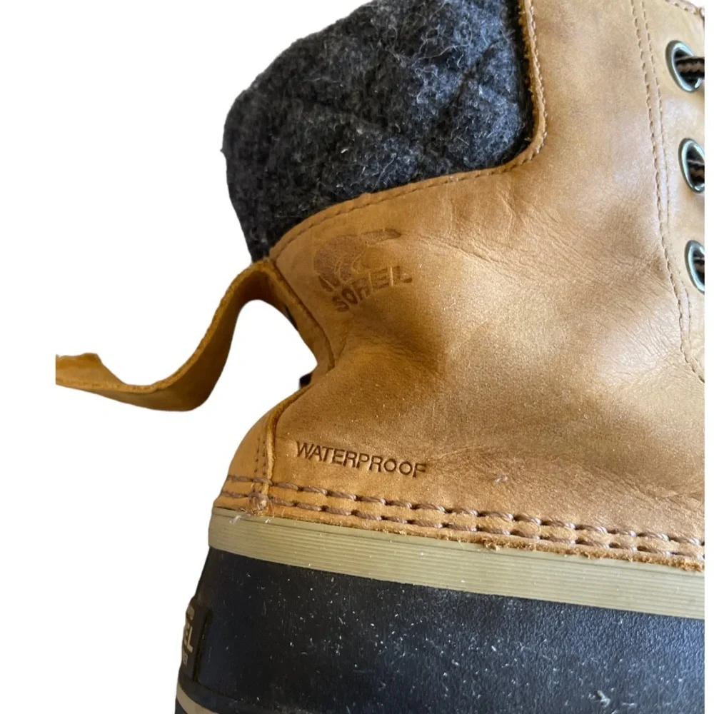 Womens Sorel Slimpack II Lace Elk/Black Leather Boots NL2348-286 Size 8.5‎